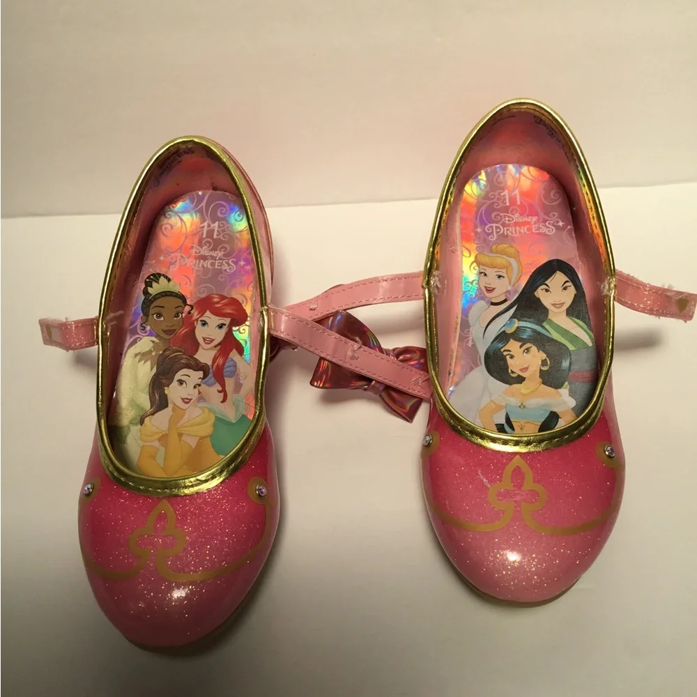 Disney Pink Princess Glitter Shoes with Gold Trim